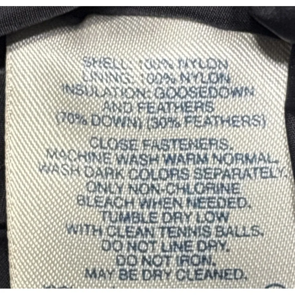 Lands End Mens Large Goose Down Puffer Vest Quilted Black Snap Up Gorpcore